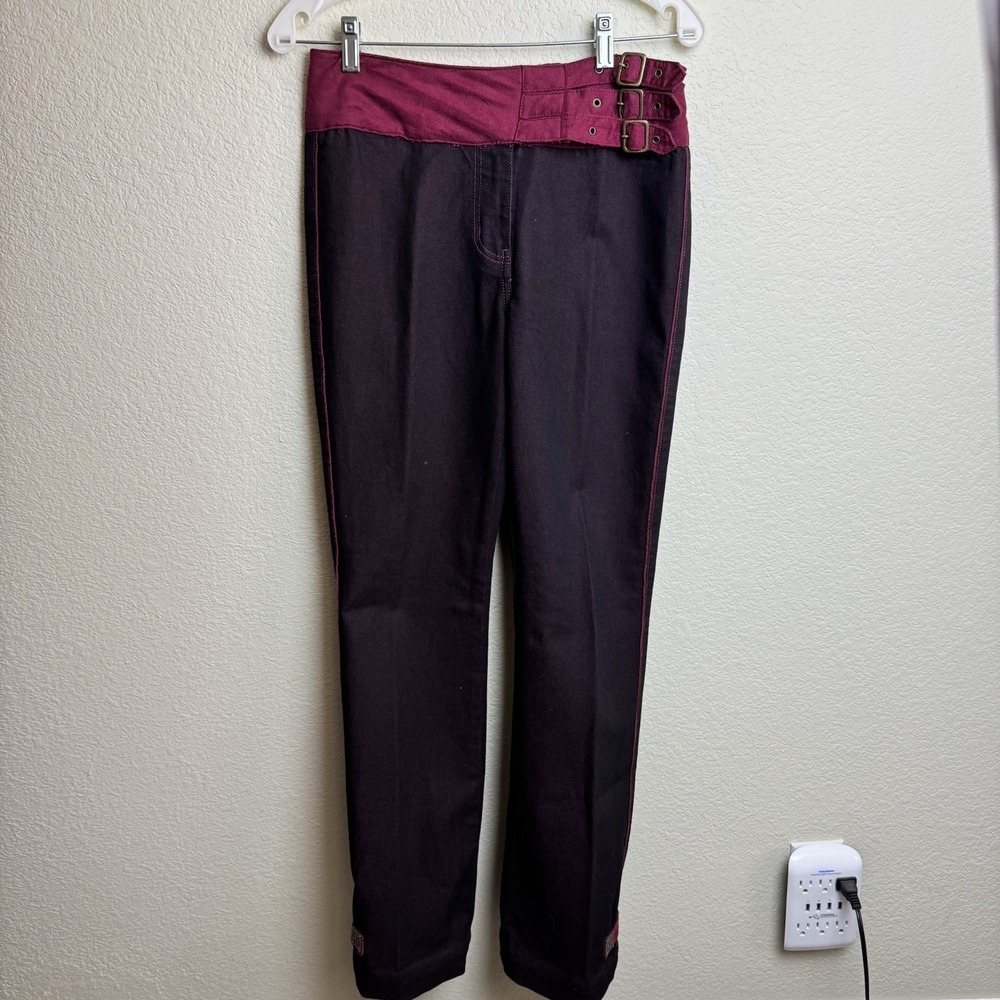 Thalia Sodi Mid Rise Ankle Pants Sz 6 Dressy Two Tone Side Stripe Steampunk Goth